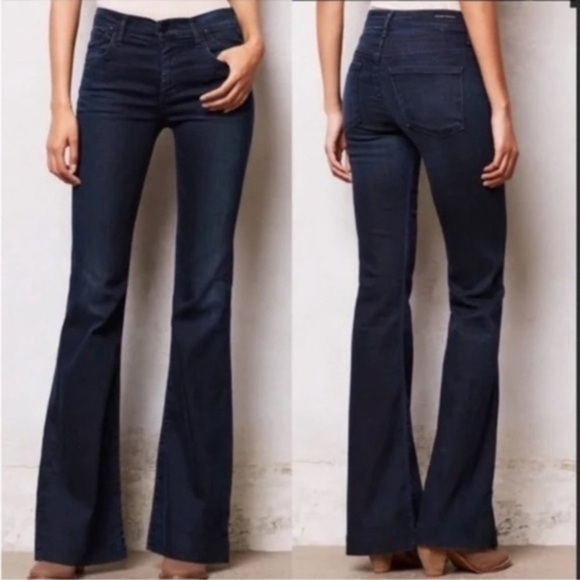 CITIZEN OF HUMANITY MID RISE HUTTON WIDE LEG FLARE DARK WASH SIZE 28 - Picture 1 of 14